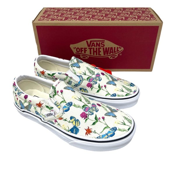 Vans Classic Slip On Buterfly Floral White Canvas Shoes Women's Size VN0A5AO8UC0 - Picture 4 of 11